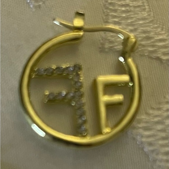 Double F Design Goldtone Earrings - Picture 6 of 8